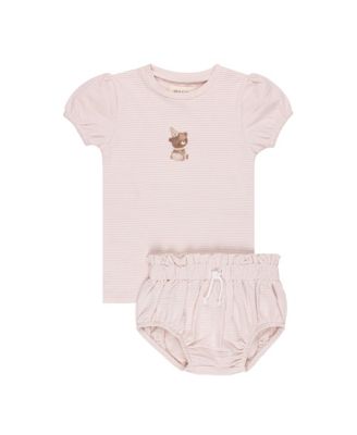 Girls' Organic Bear Collection French Terry Tee and Short Set - Baby, Little Kid