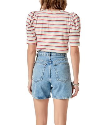 Women's Stripe Knit Puff Sleeve Top