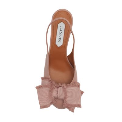 Women&#39;s Leather Heeled Slingback Ballerina