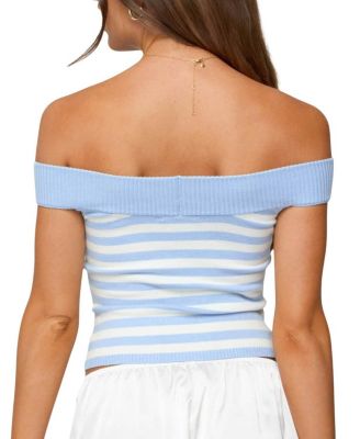 Deni Off Shoulder Striped Knit Top