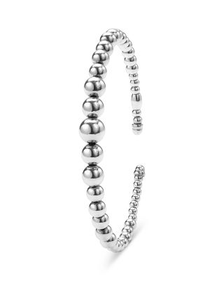 Sterling Silver Caviar Bubbly Beaded Cuff Bracelet