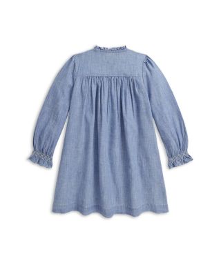 Girls' Smocked Indigo Chambray Dress - Little Kid