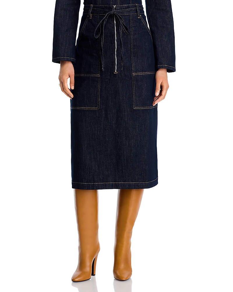 Gracia A Line Denim Skirt In Blue