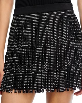 Faux Leather Fringe Mini Skirt - Exclusive