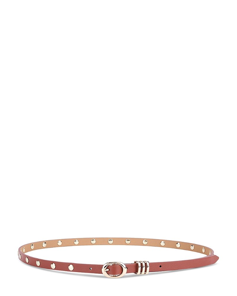 Ettika Skinny Studded Leather Belt In Brown