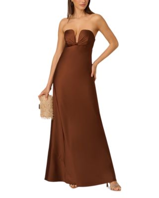 Stretch Satin Long Dress