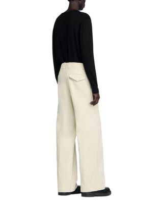 Vintage Wide Leg Canvas Trousers in White