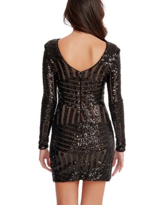 Nathalia Sequin Long Sleeve Mini Dress