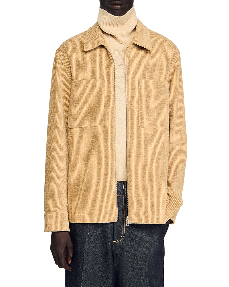 Sandro Corduroy Overshirt In Brown