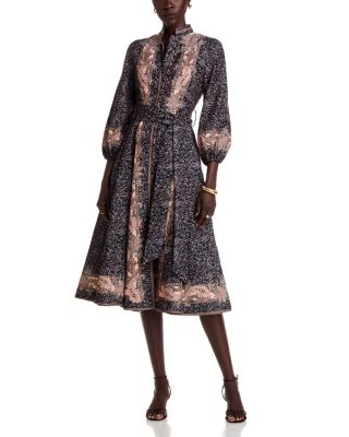 Mandarin Collar Midi Dress