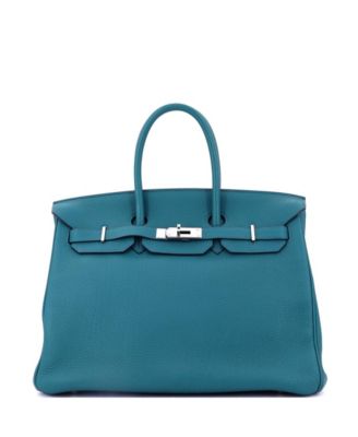 Pre-Owned HERMÈS - Birkin 35 Handbag Blue Togo with Palladium Hardware
