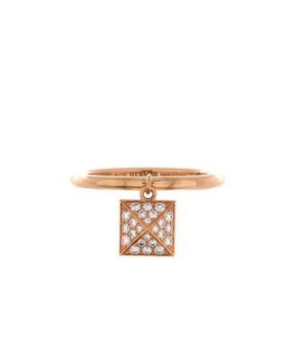 Small Clou d'H Charm Ring 18K Rose Gold and Diamonds