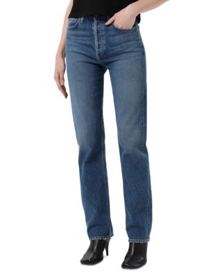 90&#39;s Pinch Waist High Rise Straight Leg Jeans in Overcast