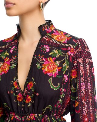 Floral Border Print Mini Dress - Exclusive