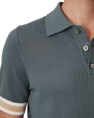 Callie Striped Cuff Perforated Polo Shirt
