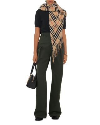 Check Wool Cashmere Cape