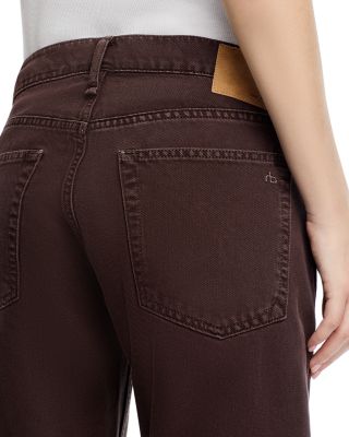 Saige High Rise Relaxed Straight Jeans in Dark Brown