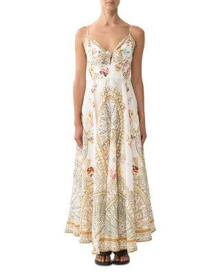 Linen Brocade Print Dress