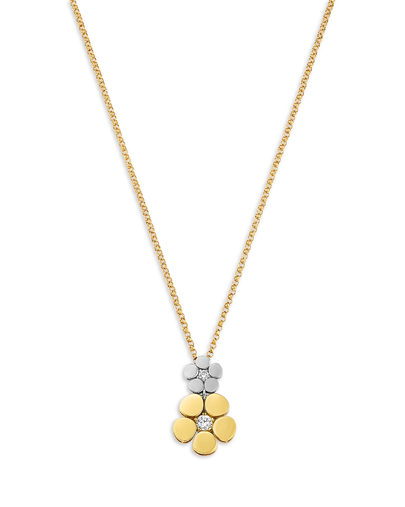 Roberto Coin 18K White & Yellow Gold Daisy Diamond Pendant Necklace, 15