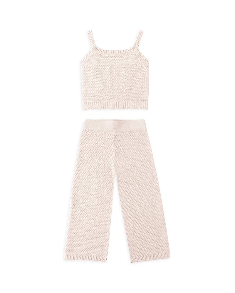 Rylee + Cru Girls' Knit Lounge Tank Top & Pants Set - Little Kid In Neutral