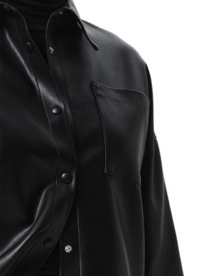 Frances Cropped Faux Leather Shirt