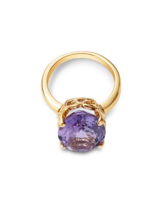 Oval Cut Rose Amethyst Ring in 14K Yellow Gold