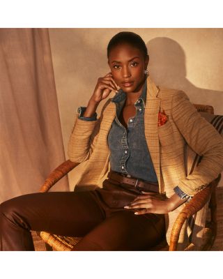 Herringbone Linen Blend Tweed Blazer