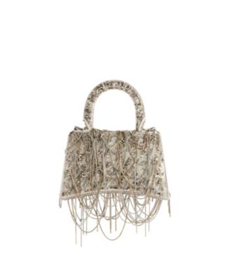 Hourglass Handbag with Chain Embroidery