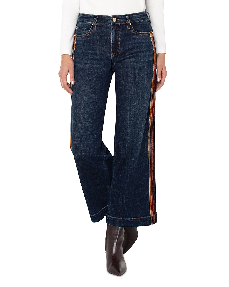 Liverpool Los Angeles Stride Velvet Side Stripe High Waist Ankle Wide Leg Jeans