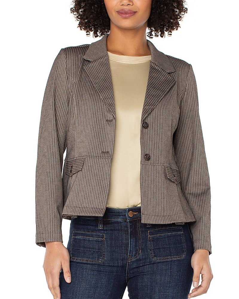 Liverpool Los Angeles Stripe Peplum Blazer In Gray