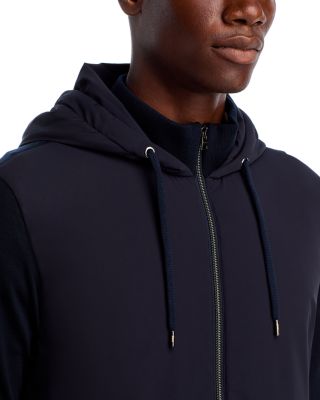 Stockinette Cotton &amp; Travel Nylon Stretch Hooded Cardigan