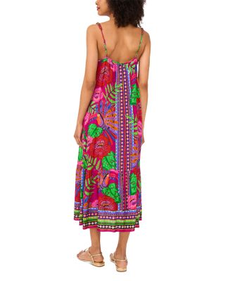 Tropical Print Braided Neck Dress