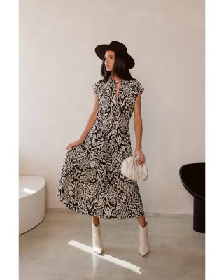 Printed Cap Sleeve Dress