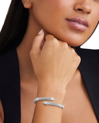 Sterling Silver Embrace Caviar Bead Bypass Bracelet