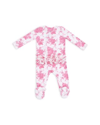 Girls' Roses 2 Way Zipper Ruffled Back Footie - Baby