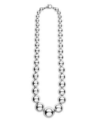 Sterling Silver Caviar Bubbly Graduated Bead Collar Necklace, 18"