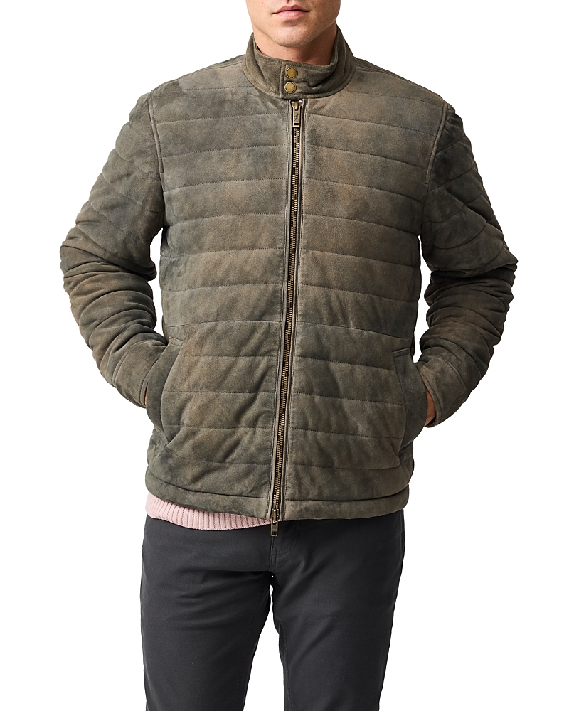 Rodd & Gunn Long Island Quilted Leather Jacket In Gray