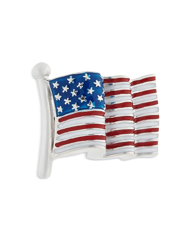 Jan Leslie American Flag Sterling Lapel Pin In Multi
