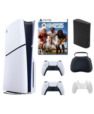 PS5 Playstation 5 Slim Disc Bundle with Accessories, Extra Controller and College Football 25 Game