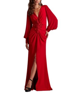  Sahana Bishop Sleeve Plunge Gown