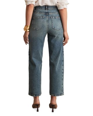 Petites Molly High Rise Barrel Jeans in Mid Blue