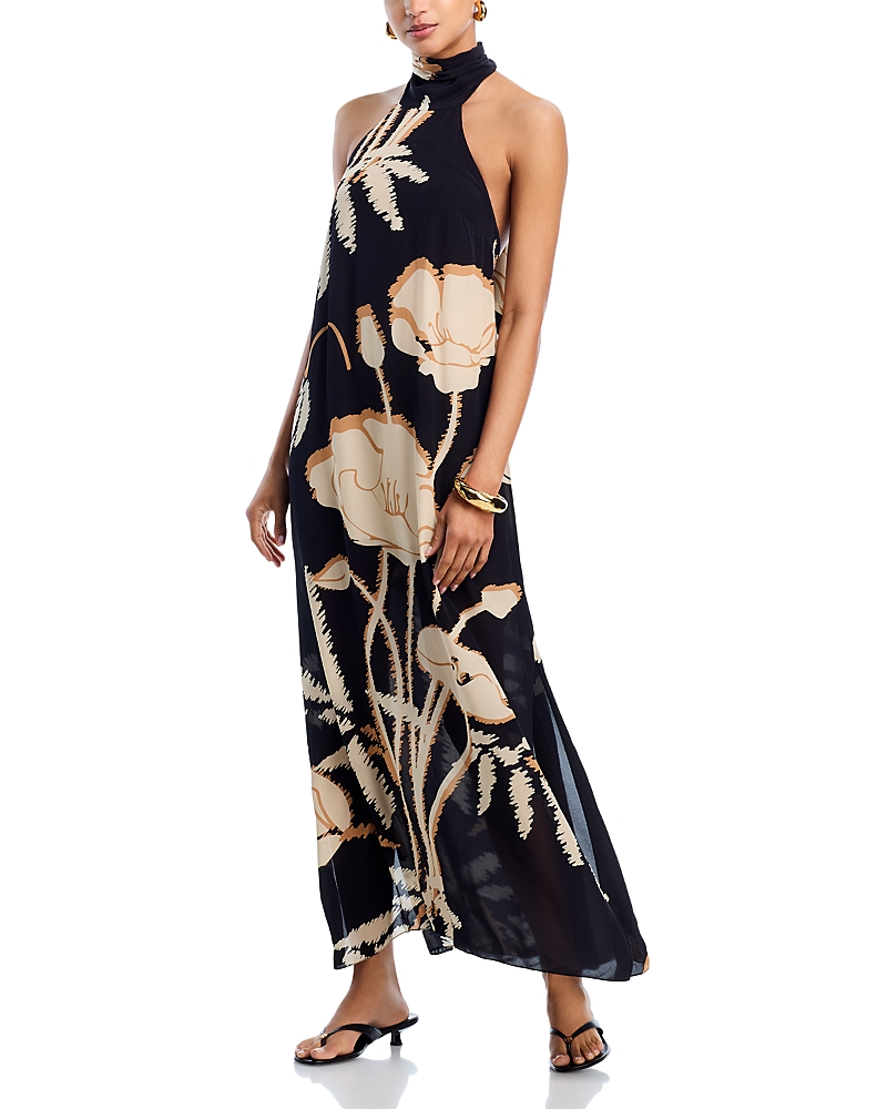 Juan De Dios Costa Pacifica Crepe Chine Dress In Black