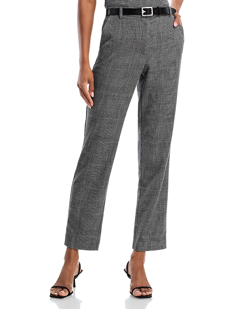 French Connection Glen Plaid Slim Crop Pants In Gray