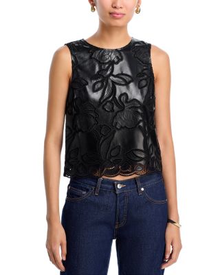 Lace Faux Leather Tank Top - Exclusive