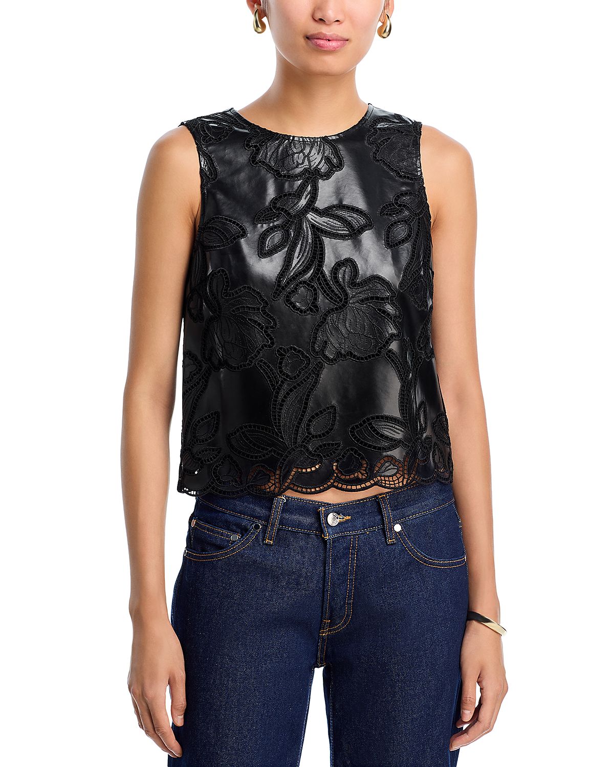 Aqua Lace Faux Leather Tank Top - Exclusive