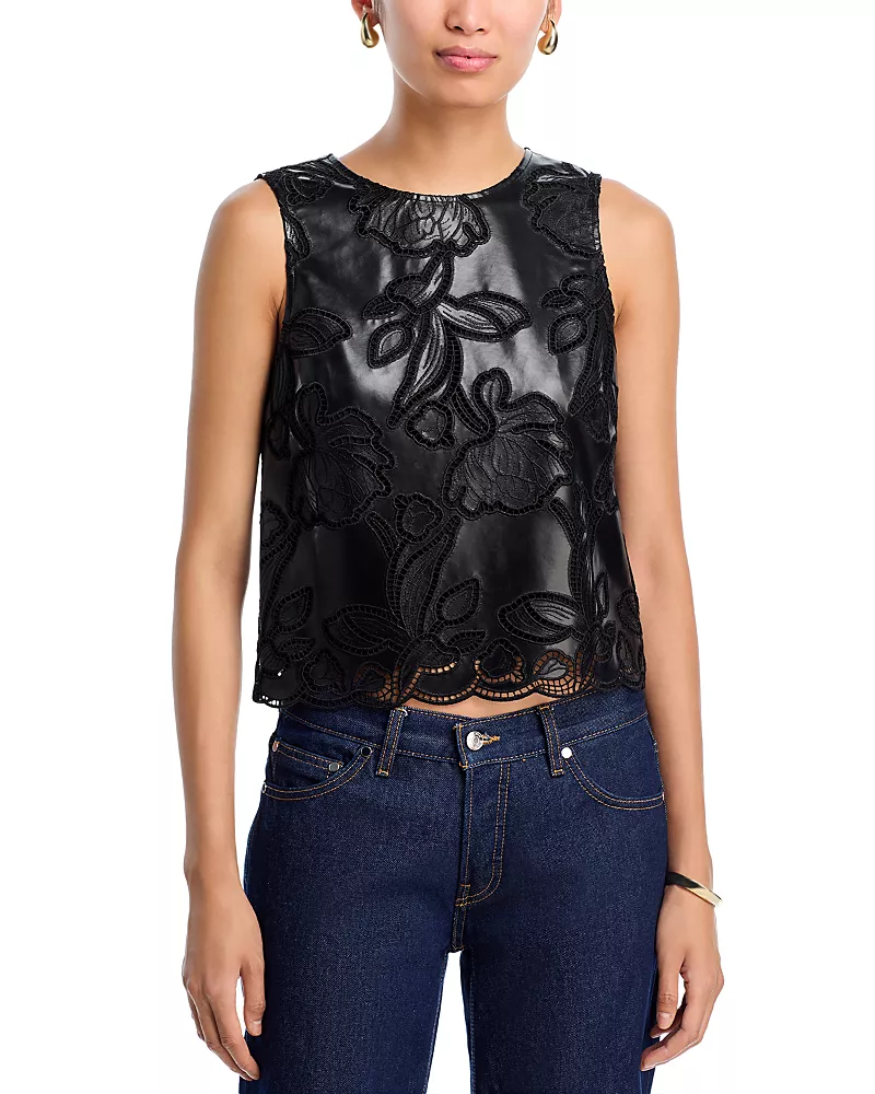 Aqua Lace Faux Leather Tank Top - Exclusive