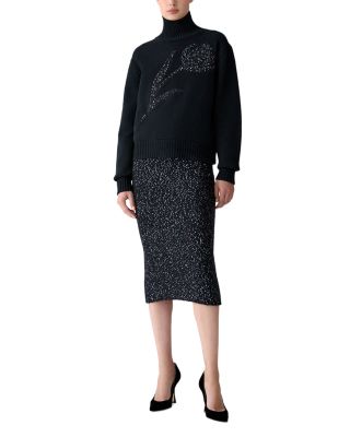 Sequined Floral Turtleneck Sweater