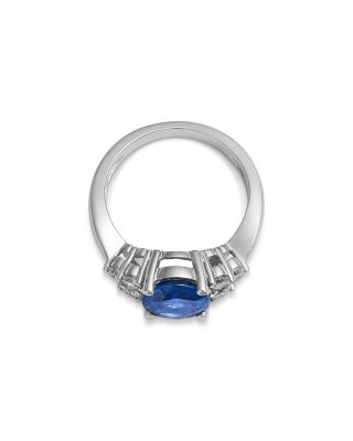 Blue Sapphire & Diamond Ring in 14K White Gold