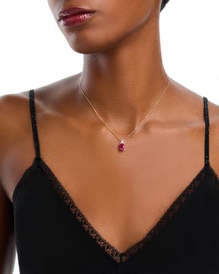 Ruby & Diamond Pendant Necklace in 14K Yellow Gold, 16"