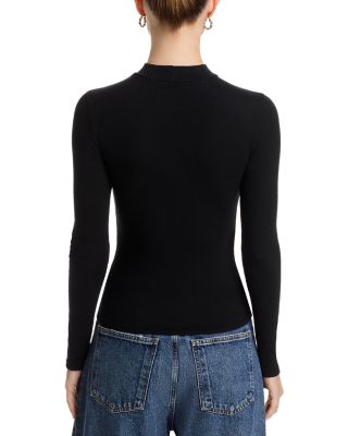 Lauryn Mock Neck Rib Long Sleeve Tee